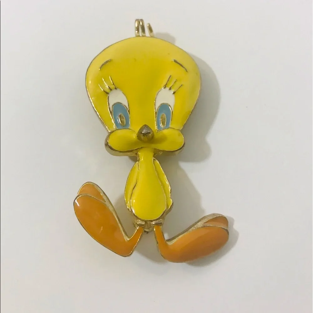 Twitty Bird brooch yellow vintage enamel Warner Bro 1992